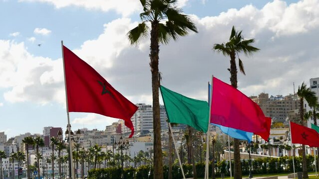 Moroccan flag in City of Tanger