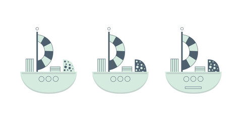 Naklejka premium Cute cartoon ship for children s design, vector illustration in flat style