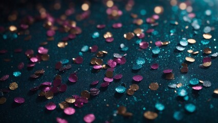 blue background with glitter and confetti