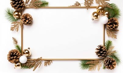 Fototapeta premium christmas decoration frame with white background for text and wishes