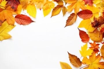 A vibrant autumn leaves forming a frame with ample space for customizable text or copy in the center. Generative Ai
