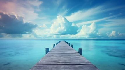 Fotobehang wooden pier on the ocean © Nim
