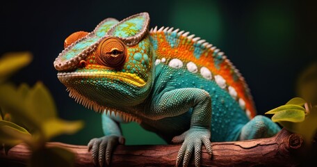 Fototapeta premium Chameleon showcasing its color-changing magic