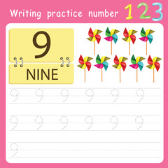 worksheet Writing practice number nine