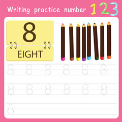 worksheet Writing practice number eight