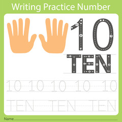 worksheet Writing practice number ten