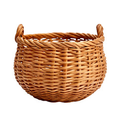 Obraz premium Hand woven basket, transparent background, isolated image, generative AI 