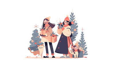 Fototapeta premium Merry Christmas and Happy Holidays 