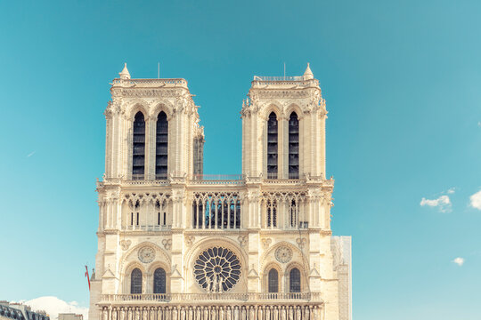France, Ile-De-France, Paris, Facade of Notre Dame de Paris