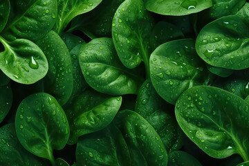 Fototapeta premium seamless background of many beautiful and shiny greenery, top view.