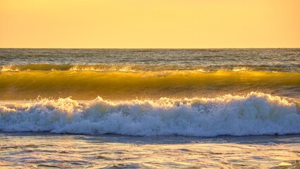 Seascape. Amber waves. Baltic Sea. Positive photography.