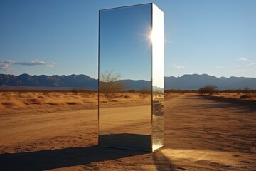 Fototapeta premium Abstract Outdoor Architectural Art Sculptures. Art Installation in various landscapes.