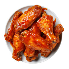 Buffalo Wing, top view, transparent background, isolated image, food, chicken, spicy, appetizer, cuisine, bar food, hot wings, delicious, fried, savory, snack, top-down view, culinary, spicy food, iso