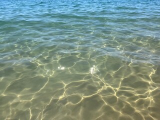 Transparent sea water, crystal sea water, natural azure sea water background