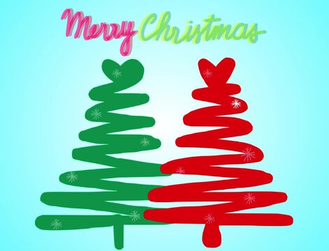 motion merry christmas word and pine tree with blink snowflake
