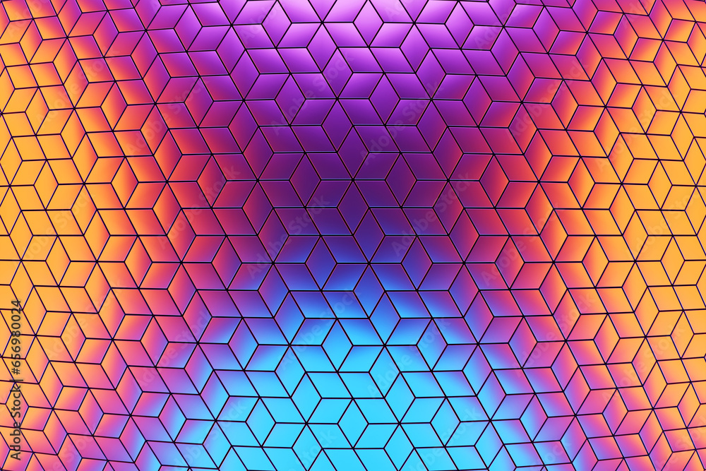 Aufkleber 3d rendering. blue and pink pattern of different shapes. minimalistic pattern of simple shapes. brig