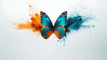 Colorful and amazing butterflies, isolated background.