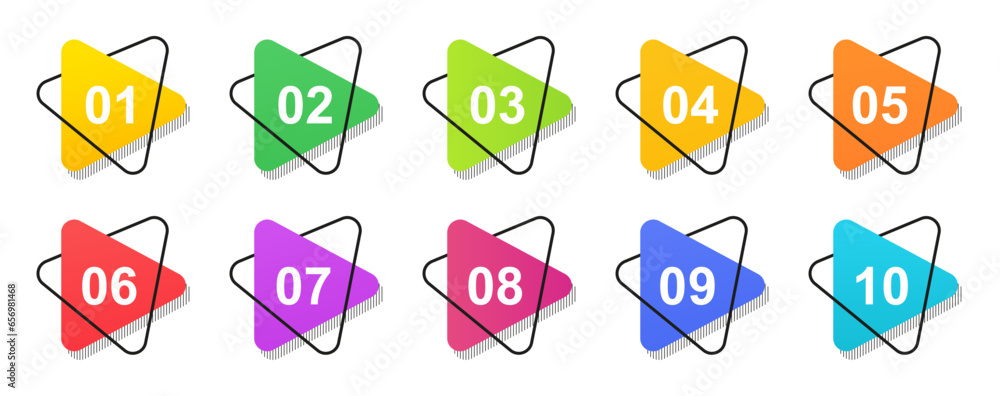 Aufkleber bullet numbers. infographic buttons and points. icon with numbers from 1 to 12. 3d pointers for prom
