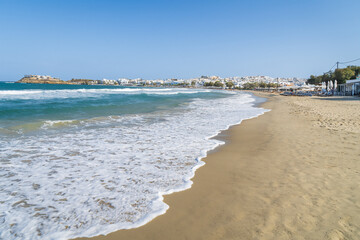 The beach at Ag Georgios in Agia Propkopios On the island of Naxos Greece