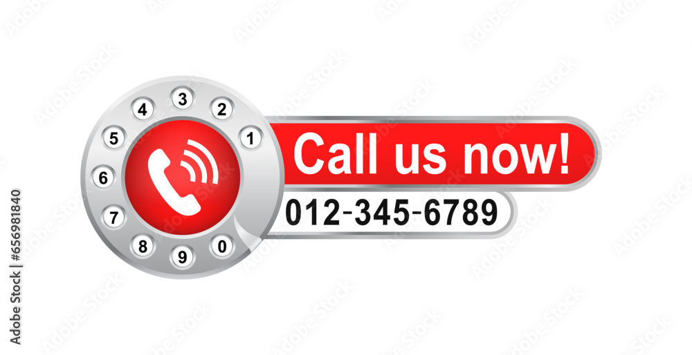 Poster rotary phone dial. call us now button. call sign. phone number. call us now button - template for ph