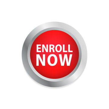 Enroll now button. enroll now square 3d push button. Button isolated on white background. Vector illustration