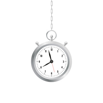Hypnosis concept. Watch on a chain. Silver pocket watch. Vector illustration