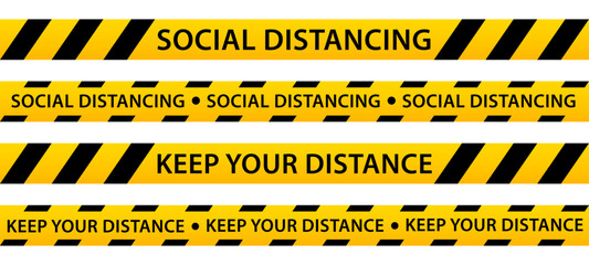 Social distancing icon. Avoid crowds. Warning sign of social distancing. Good for template background, poster, etc. Black and yellow line striped. Vector illustration