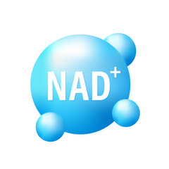 NAD+ molecules symbol vector illustration. Prevent aging therapy concept. Nicotinamide mononucleotide molecule. Precursor of NAD. Vector illustration