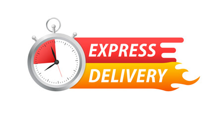 Express delivery icon for apps and website. Fast order delivery with stopwatch. Delivery quick move. Fast distribution service 24 7. Delivery concept. Flat design. Vector illustration