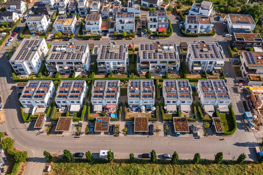 Germany, Baden-Wurttemberg, Waiblingen, Aerial view of modern development area