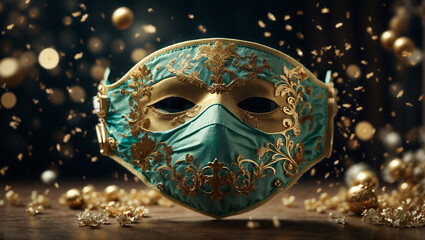 concept of the idea of protecting a mask from viruses. various medical masks that save you from infection