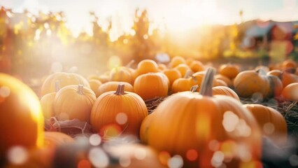 autumn pumpkin with sunlight in the morning - Powered by Adobe