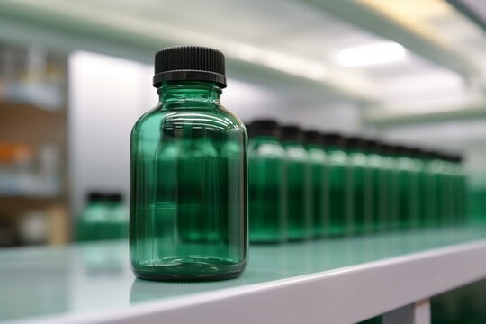 Drug bottle on shelf. CNS stimulant. ADHD and narcolepsy treatment. Generative AI
