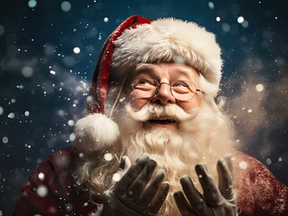 Santa Clause, Christmas Eve, magical scene, Generative AI