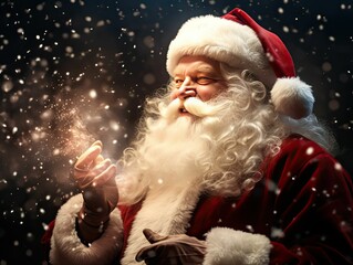 Santa Clause, Christmas Eve, magical scene, Generative AI
