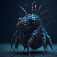 Biomechanical alien insect, close up, Digital illustration.