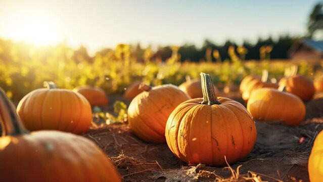 autumn pumpkin with sunlight in the morning