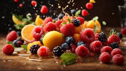 Photo fruits vibrant and colorful image of juicy fruits juice fresh splash water 4