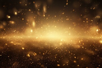 Abstract background with shining golden floor particle stars dust. Generative AI