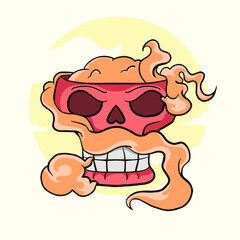 Illustration Vector Graphic Of Skull and Mist Halloween Event Good For Mascot Design Tshirt