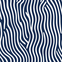 Blue stripes and waves seamless pattern