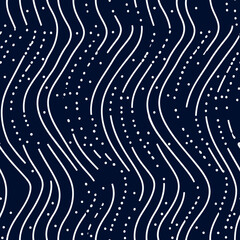 Blue wave marine stripes seamless pattern