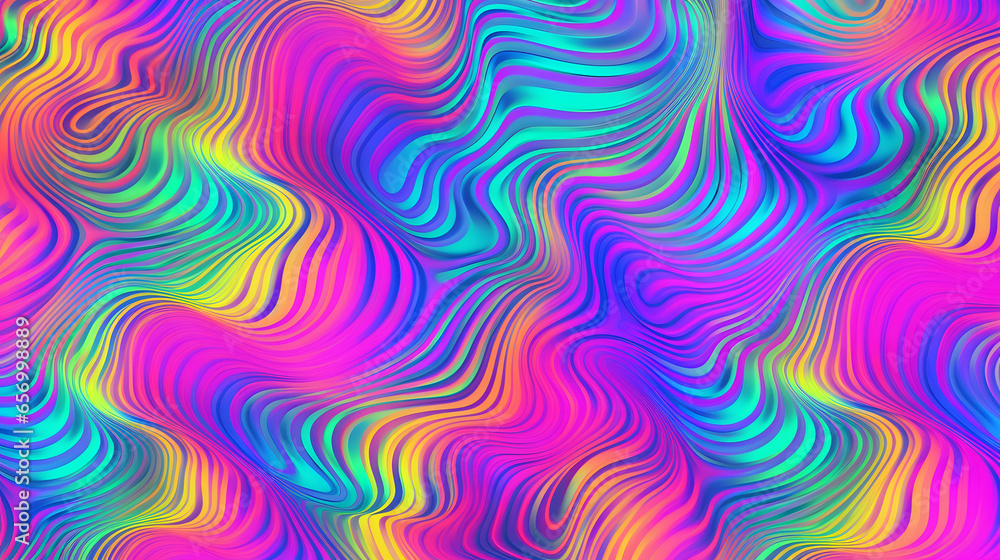Wall mural seamless psychedelic rainbow ridged topological map pattern background texture. trippy hippy abstrac