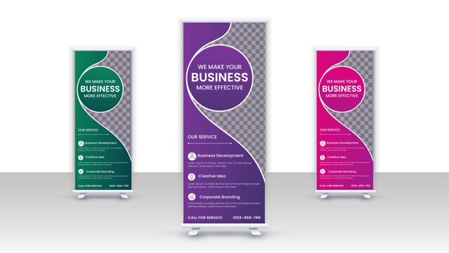 Corporate rollup banner template, advertisement, pull-up, polygon background, vector illustration, business flyer, and display banner for your Corporate business, company
