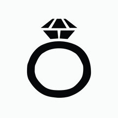 Ring vector flat vector.Isolated ring with displaying a gem stone, diamond on the top sign. engagement, married icon design.