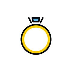 Ring vector flat vector.Isolated ring with displaying a gem stone, diamond on the top sign. engagement, married icon design.