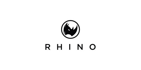 Simple rhino logo design with unique concept| premium vector
