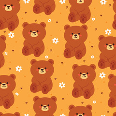 seamless pattern cartoon bears. cute animal wallpaper illustration for gift wrap paper