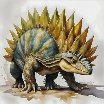 Edaphosaurus - A herbivorous synapsid with a sail-like structure, watercolor illustration