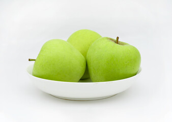Green apple on white background
